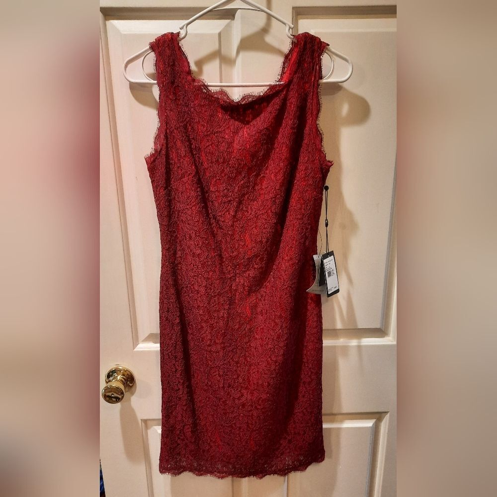 NWT! Adrianna Papell Red Sleeveless Lace Dress size 6